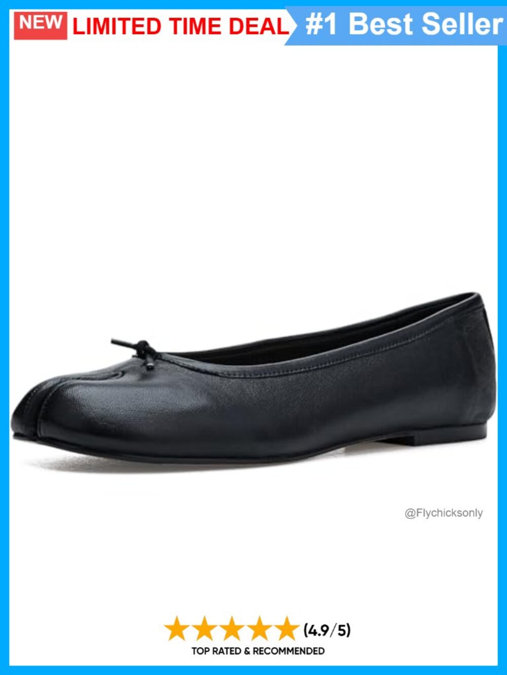 Tabi Split Toe Ballet Flat Leather Pull-On Comfortable Casual Shoe